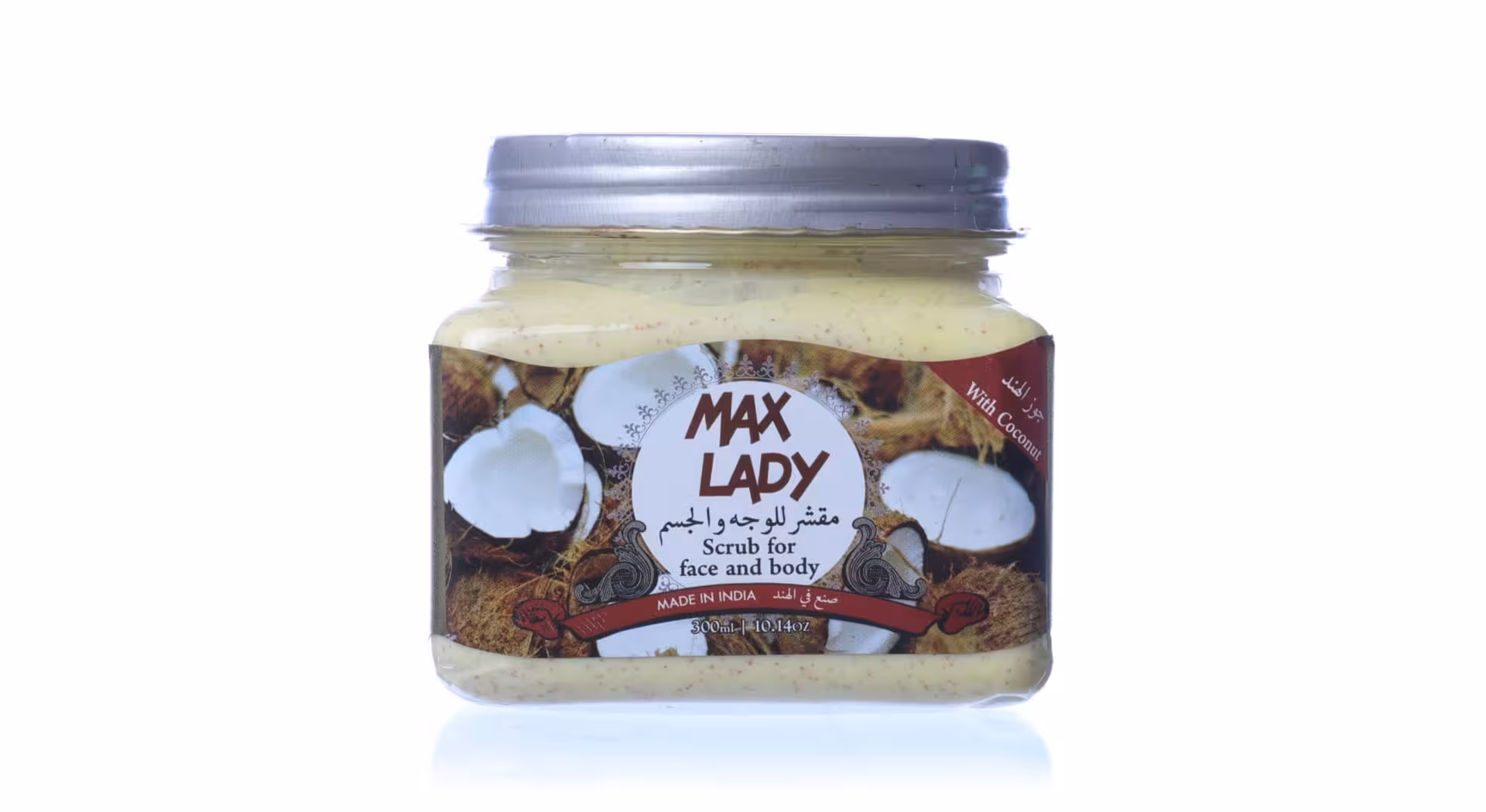 اسکراب شنی صورت و بدن نارگیل مکس لیدی 300ml