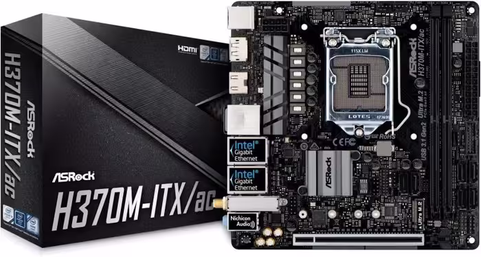 مادربرد ASRock H370M-ITX / AC LGA1151 / Intel H370 / DDR4 / SATA3