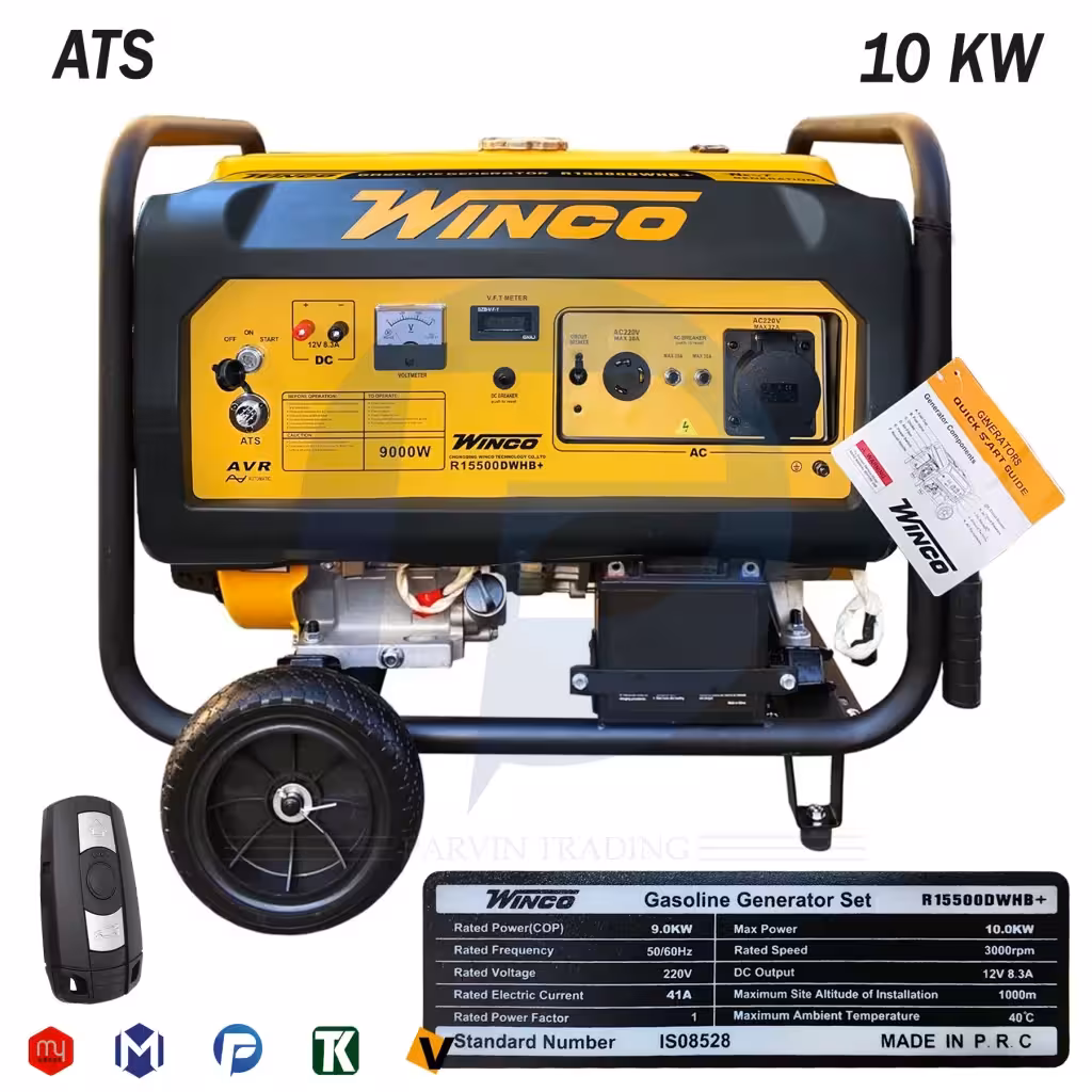 موتور برق بنزینی وینکو 10 کیلووات مدل R15500DWHB ریموت دار