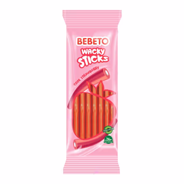 پاستیل لوله ای Bebeto توت فرنگی حجم 180 گرم ساخت ترکیه