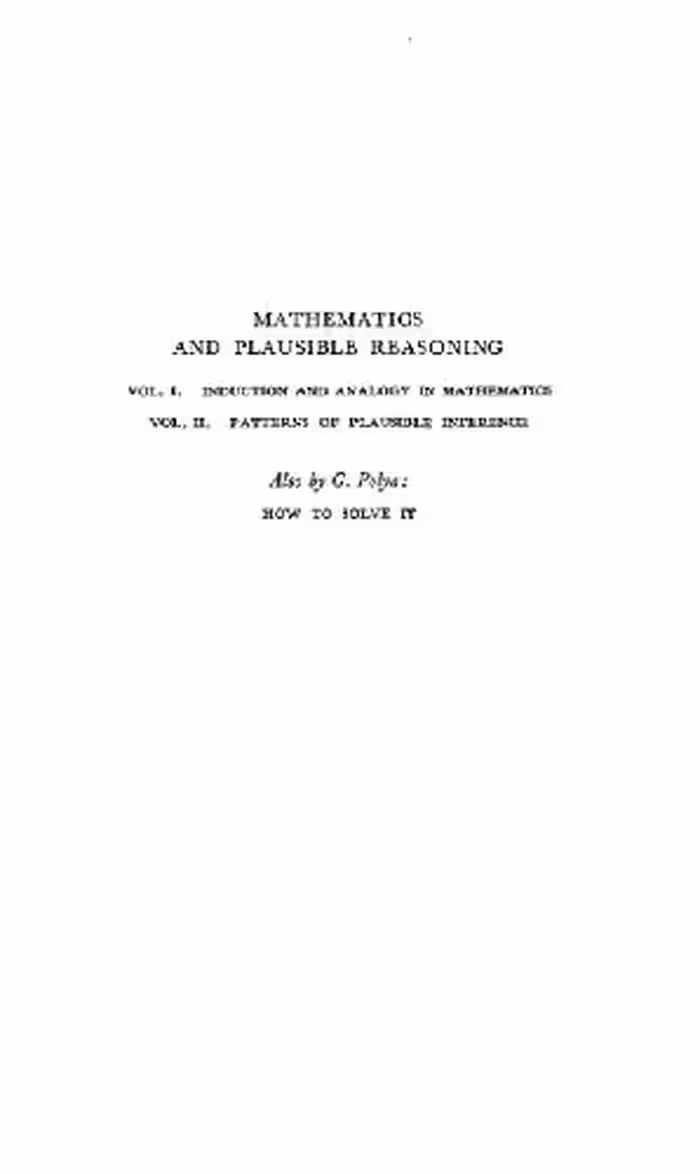 خرید و دانلود نسخه کامل کتاب Mathematics and plausible reasoning
