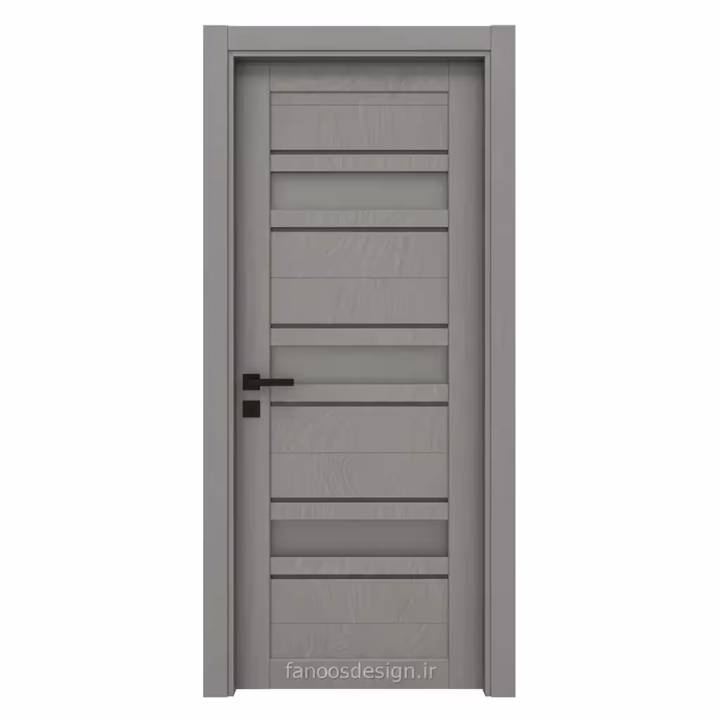 درب داخلی مدرن طوسی مدل Horizon با پنل افقی و شیشه مات  کد 30593