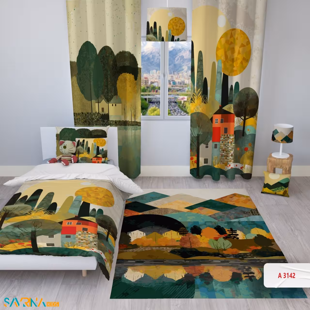 سرویس روتختی طرح طبیعت یک نفره کد A3142