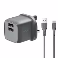 شارژر دیواری 12 وات پاوا مدل Pocketmini Dual USB همراه کابل Type-C