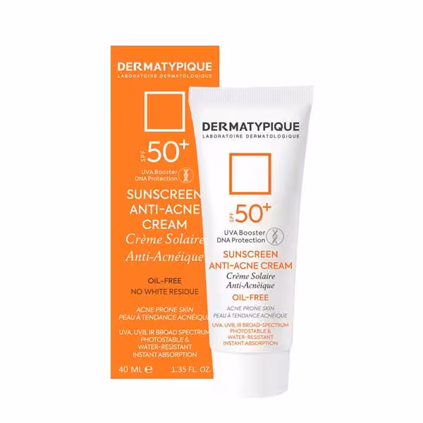 کرم ضد آفتاب  SPF50 ضد جوش فاقد چربی بی رنگ درماتیپیک 40 میل