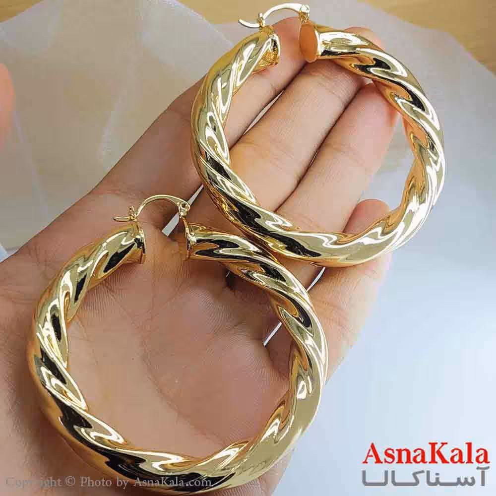 گوشواره فشن استیل مینیمال زنانه مدل گرد طلایی  کد GSH151053W