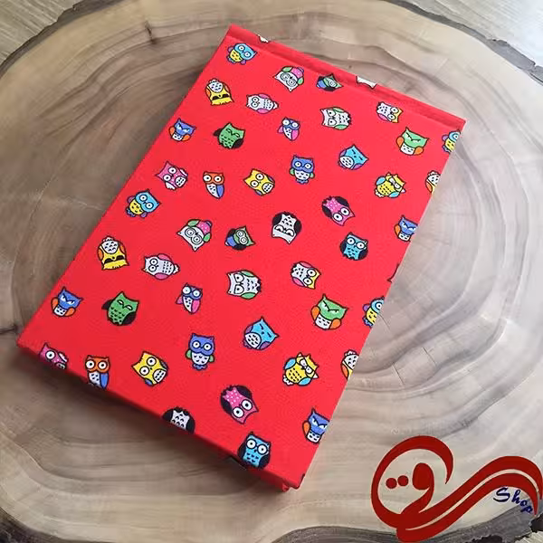 دفتر پارچه ای طرح خبرنگاری ساده جغد قرمز Fabric Handmade Notebook