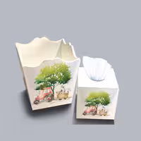 ست سطل و جا دستمال چوبی کودک طرح تراکتور کد A3780