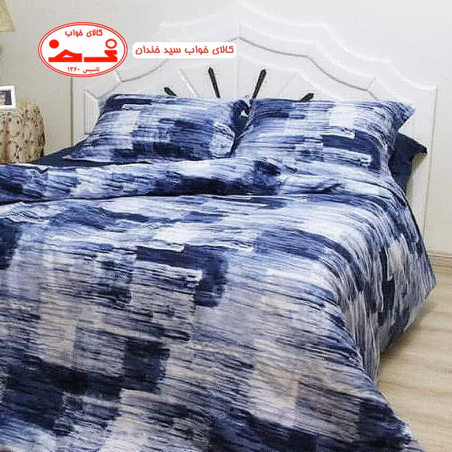 ست 8 تکه لحاف روتختی دو نفره آبرنگی آبی