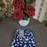 شلوار نخی گیاهی طرح صورتک گاو و قلب شلوارراحتی زنانه شلوار دخترانه وارداتی لیدی