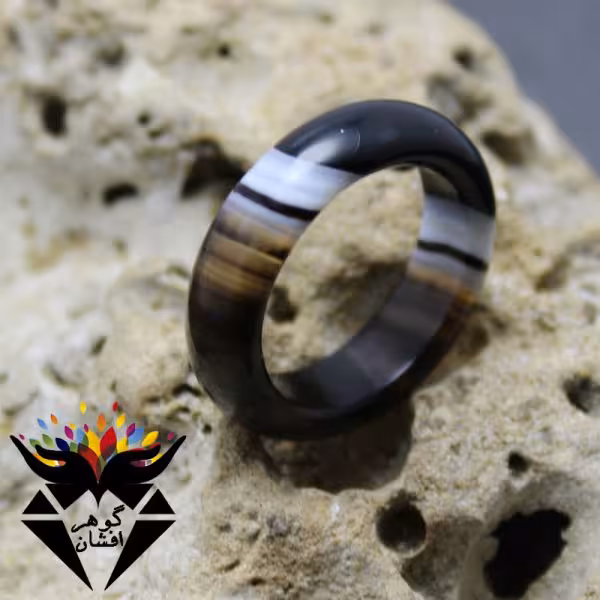 حلقه عقیق سلیمانی تک خوشرنگ کد R_1980