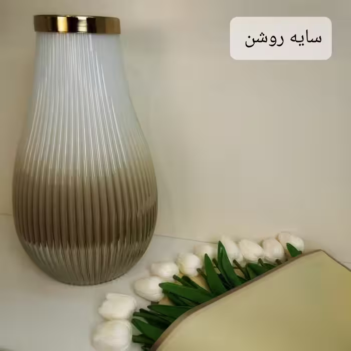 گلدان شیشه ای رنگی رومیزی آبکاری لاستر مدل شایان(عالیجناب) (پس کرایه) | amazonchi
