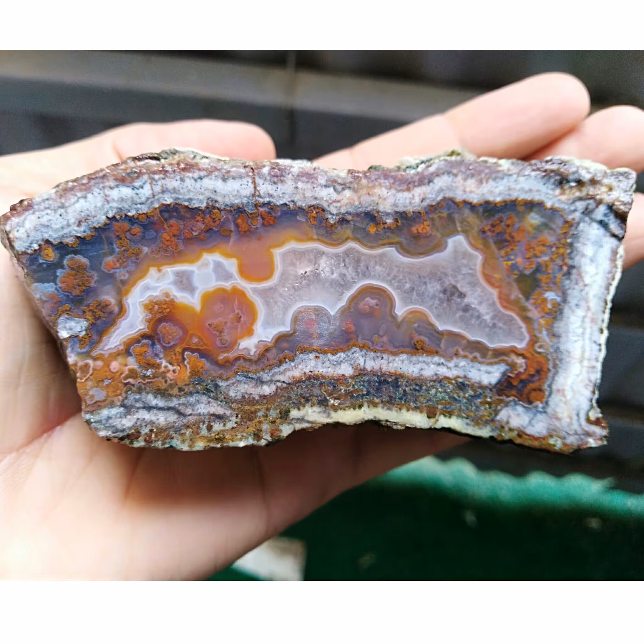 اسلایس سنگ عقیق رنگی و منظره 7رنگ بی نظیر شاهکار خلقت 100درصد طبیعی