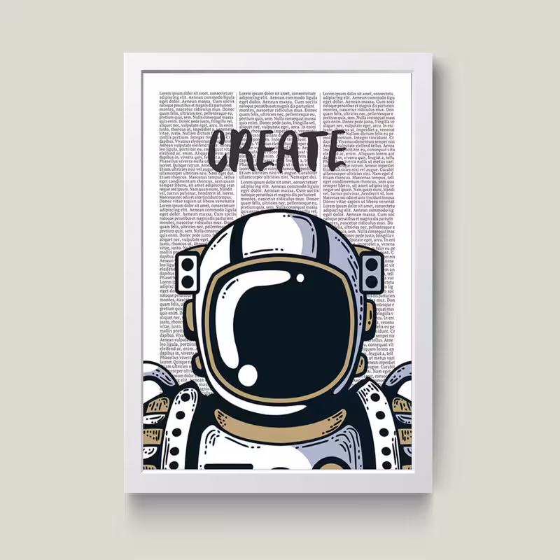 تابلو مدل فضانورد Create کدS1629-w | دنیای قاب