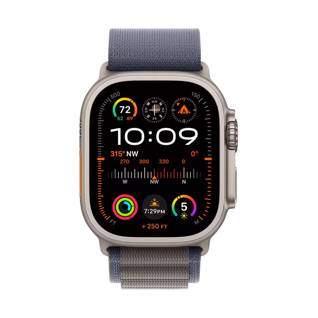 اپل واچ مدل اولترا نسل 2 تیتانیومی با بند آلپاین لوپ آبی