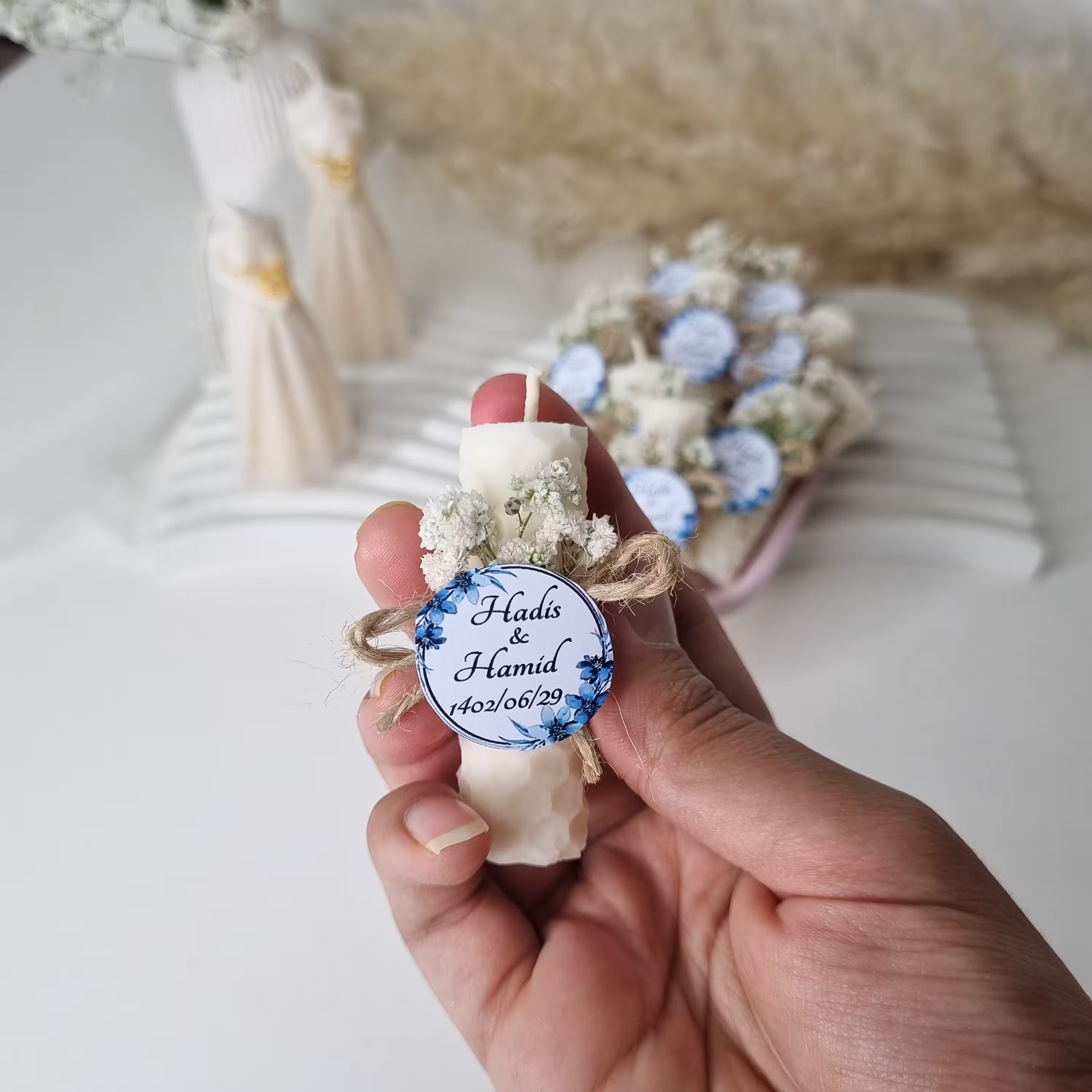 گیفت عروسی شمع موم عسلی