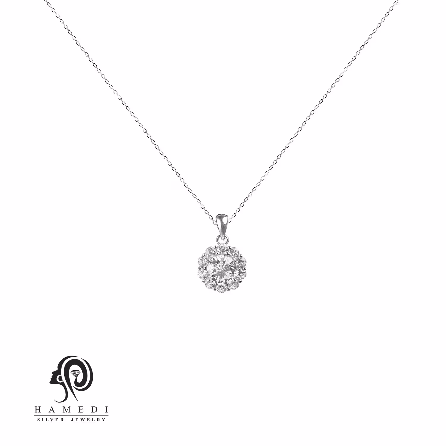 مدال نقره زنانه سواروسکی با نگین برلیان مدل ME R10