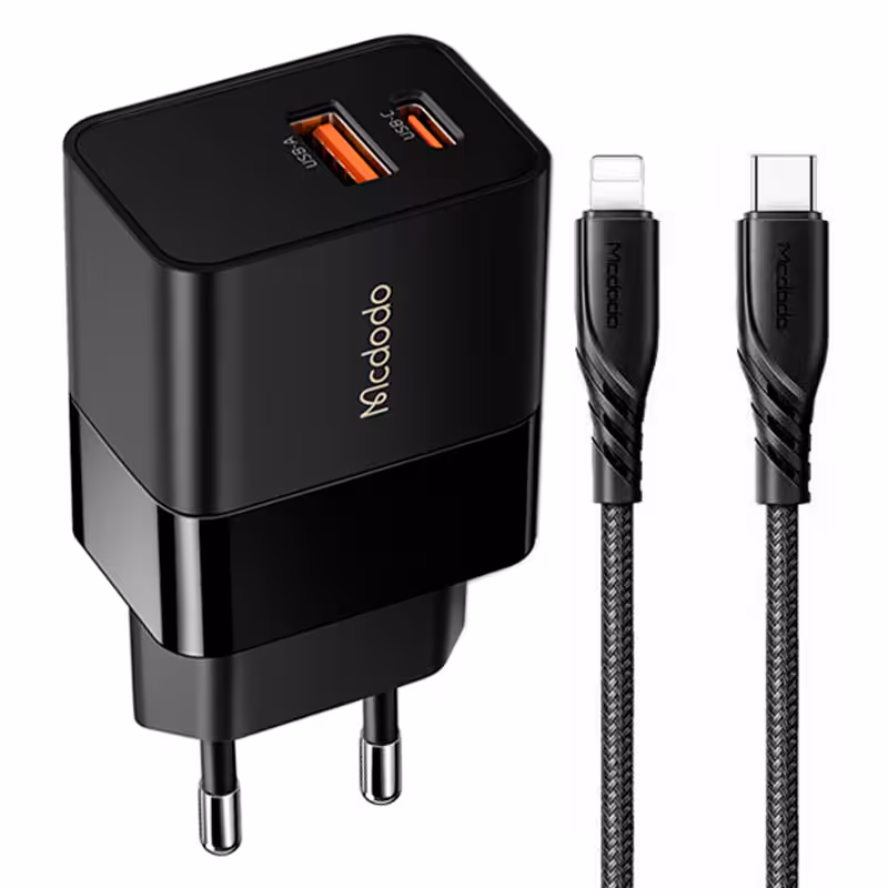 شارژر دیواری فست شارژ 2 پورت مک دودو مدل CH-1952 به همراه کابل تبدیل Type-C