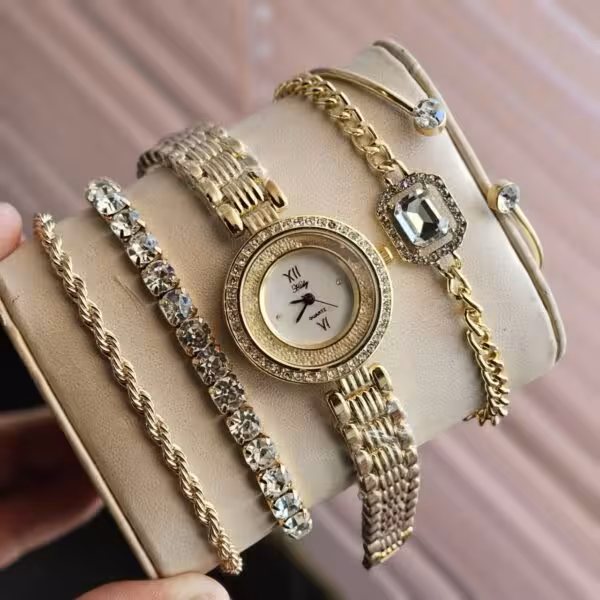 ست ساعت  و دستبند 5 تکه زنانه مدل ای پی AP