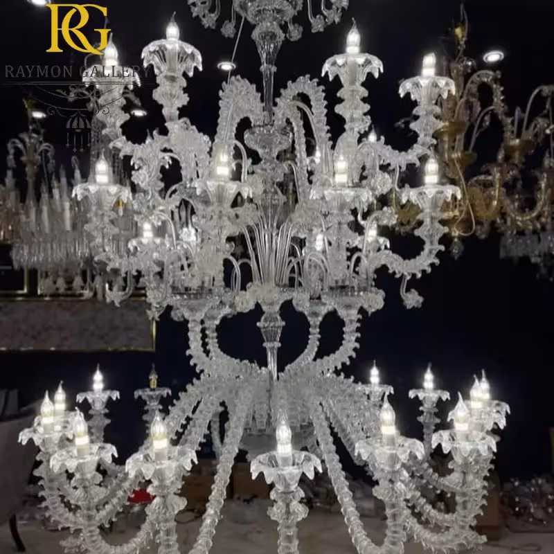 لوستر مورانو سبک  نئوکلاسیک سفید طبقاتی لوکس