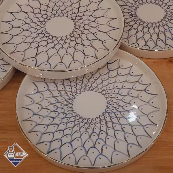 دیس گرد لبه دار طلا طرح مارپیچ قطر (20)