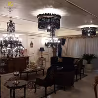 لوستر سقفی دایره ای مشکی ریسه ای