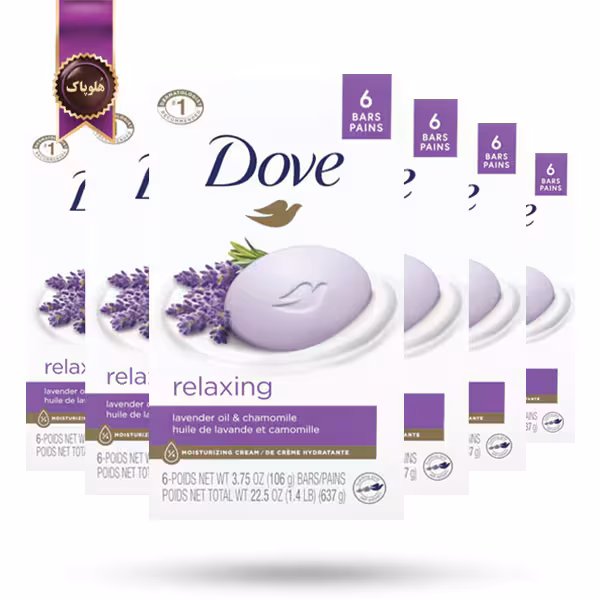 6 بسته صابون داو dove مدل رایحه‌ اسطوخودوس و بابونه Relaxing پک 6تایی (اورجینال)