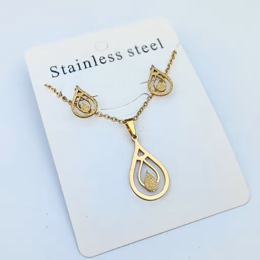 نیم ست شن پاش استیل رنگ ثابت طرح اشکی 