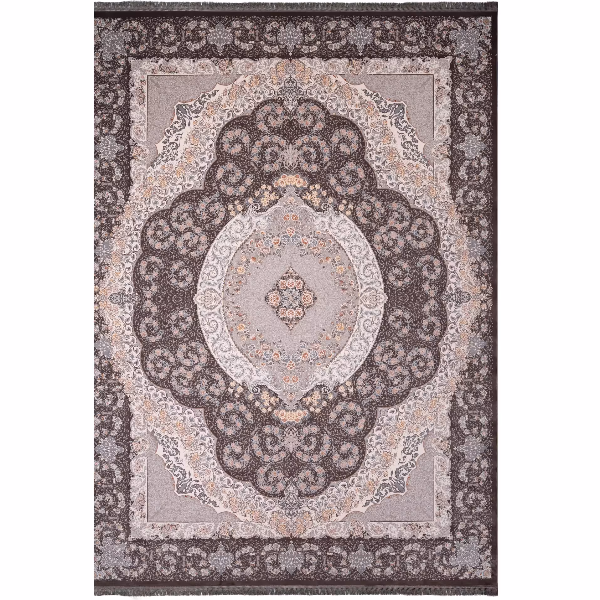 فرش طرح نسترن قهوه ای 1200 شانه