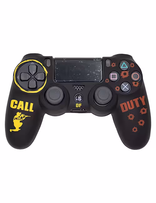 روکش محافظ دسته PS4 لیزری مشکی زرد قرمز طرح کال آف دیوتی