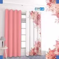 پرده تصویری طرح غنچه صورتی برند پرنا