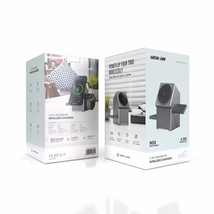 شارژر وایرلس 3 در 1 پاور تریو گرین Green Power Trio 3in1 Wireless Charger