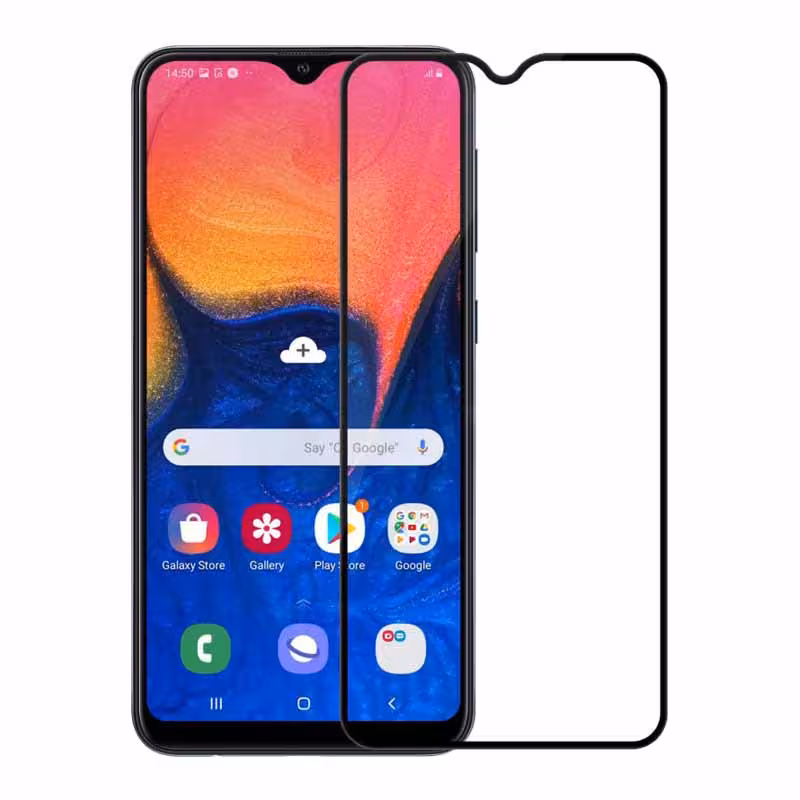 محافظ صفحه نمایش شیشه ای گلس سامسونگ A10 تمام چسب و تمام صفحه Full Glass Screen Protector Samsung Galaxy A10