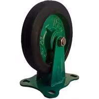 چرخ کفی‌دار مدل 20 چدن با پایه آهن ثابت لاستیکی