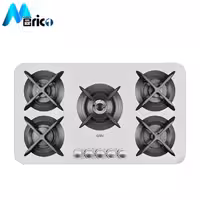 گاز رومیزی کن مدل اپل سفید پنج شعله شیشه