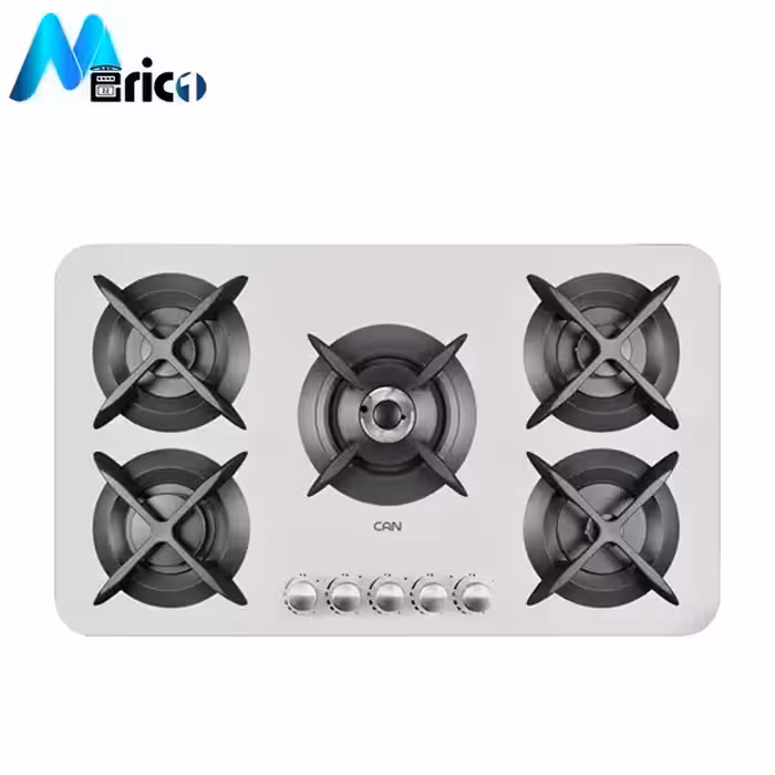 گاز رومیزی کن مدل اپل سفید پنج شعله شیشه