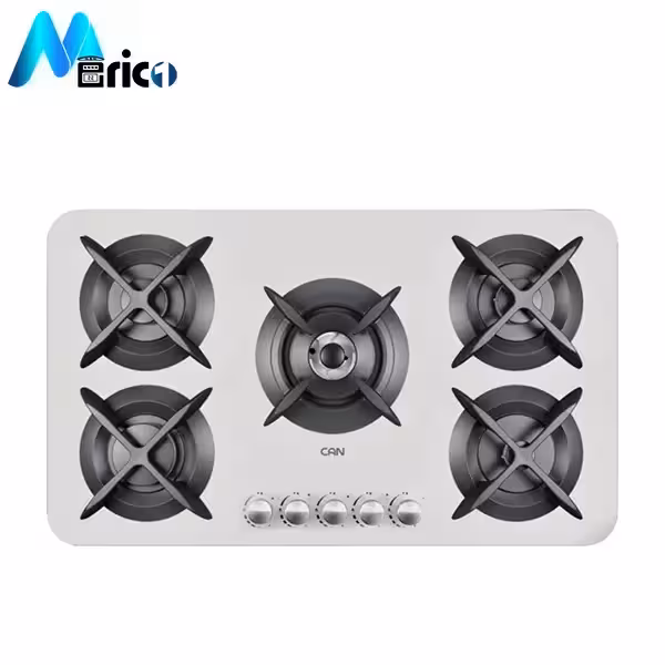 گاز رومیزی کن مدل اپل سفید پنج شعله شیشه