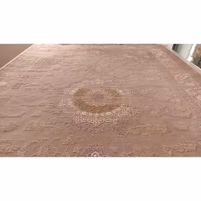  فرش ماشینی زمرد مشهد طرح کهنه نما مدل AN007 زمینه بژ 