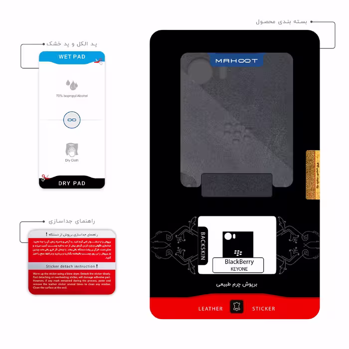 برچسب پوششی ماهوت مدل Graphite-Buffalo-Leather مناسب برای گوشی موبایل بلک بری KEYONE