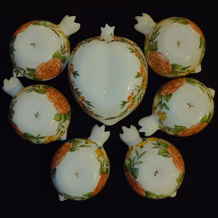 ست 7 تکه آجیل خوری سرامیکی هیوا طرح نارگل مدل رز کد 11312010