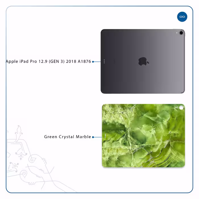 برچسب پوششی ماهوت مدل Green Crystal Marble مناسب برای تبلت اپل iPad Pro 12.9 (GEN 3) 2018 A1876