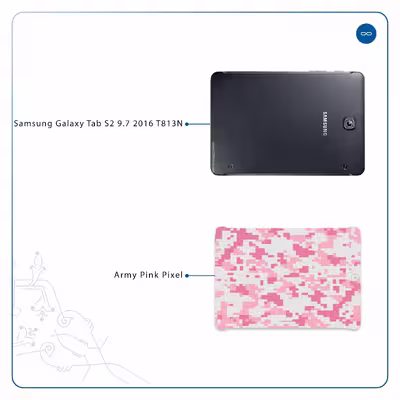 برچسب پوششی ماهوت مدل Army-Pink-pixel مناسب برای تبلت سامسونگ Galaxy Tab S2 9.7 2016 T813N