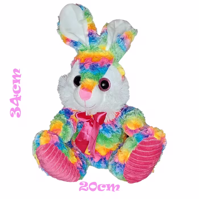 عروسک طرح خرگوش مدل RainBow کد SZT/21 ارتفاع 34 سانتی متر