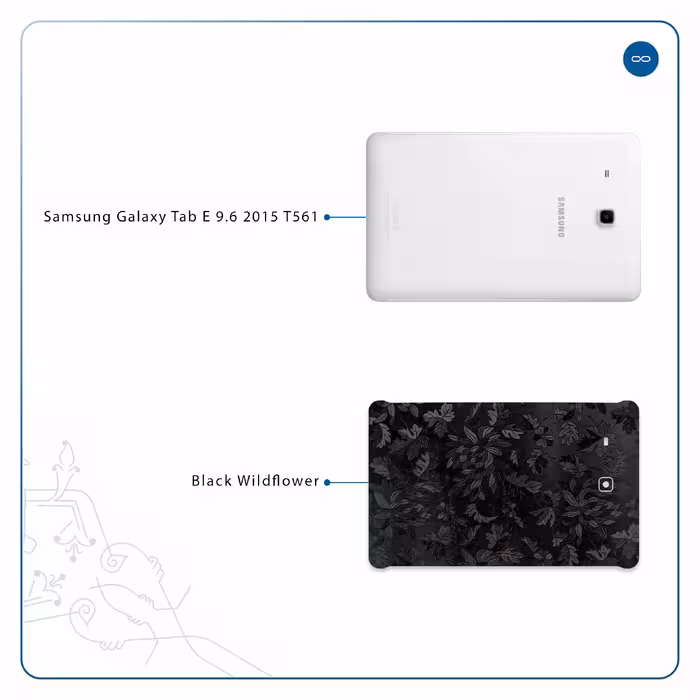 برچسب پوششی ماهوت مدل Black-Wildflower مناسب برای تبلت سامسونگ Galaxy Tab E 9.6 2015 T561