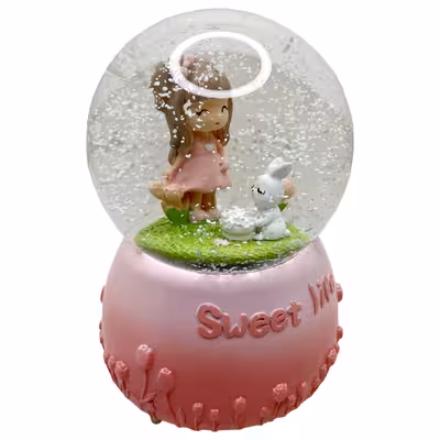 گوی موزیکال مدل پمپی Sweet Life طرح دختر مهربون و خرگوش کوچولو کد PB8