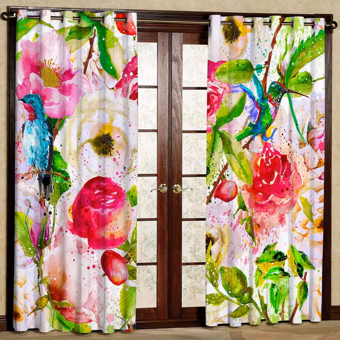 پرده مدل گل دار آبرنگی هازان پانچی کد 4073 سایز 140x200 سانتی متر