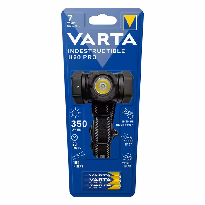 چراغ پیشانی وارتا مدل H20 PRO به همراه باطری مجموعه 4 عددی