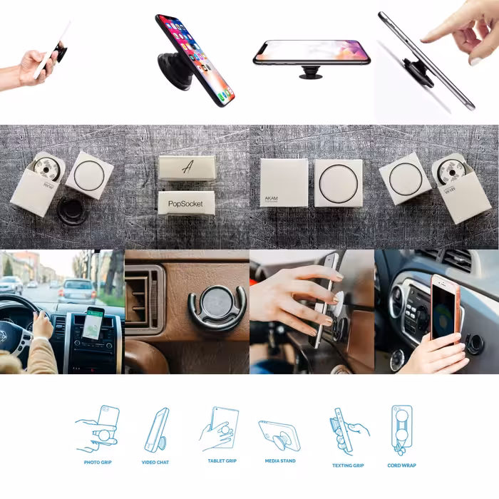 پایه نگهدارنده گوشی موبایل پاپ  سوکت آکام مدل APSC002150 به همراه پاپ کلیپ