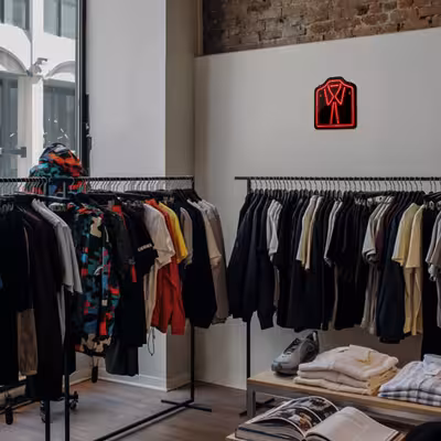 چراغ دیواری نئون دیزاین طرح Men-Clothes-BL_RD