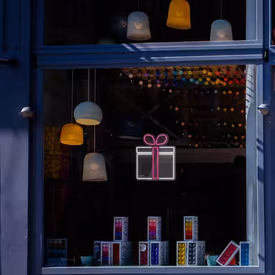 چراغ دیواری نئون دیزاین طرح Gift-Box_PN